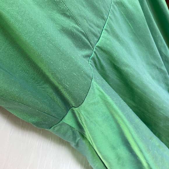 Custom Made Silk Occasion Dress, Green Silk Fully Lined w/ Crinoline @ Hemline M - Picture 7 of 16